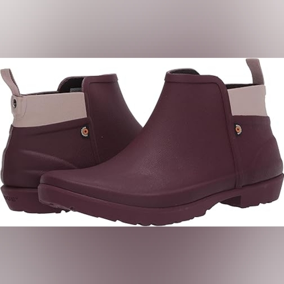 Bogs Shoes - Bogs Flora Bootie Waterproof Rain Boots In Violet